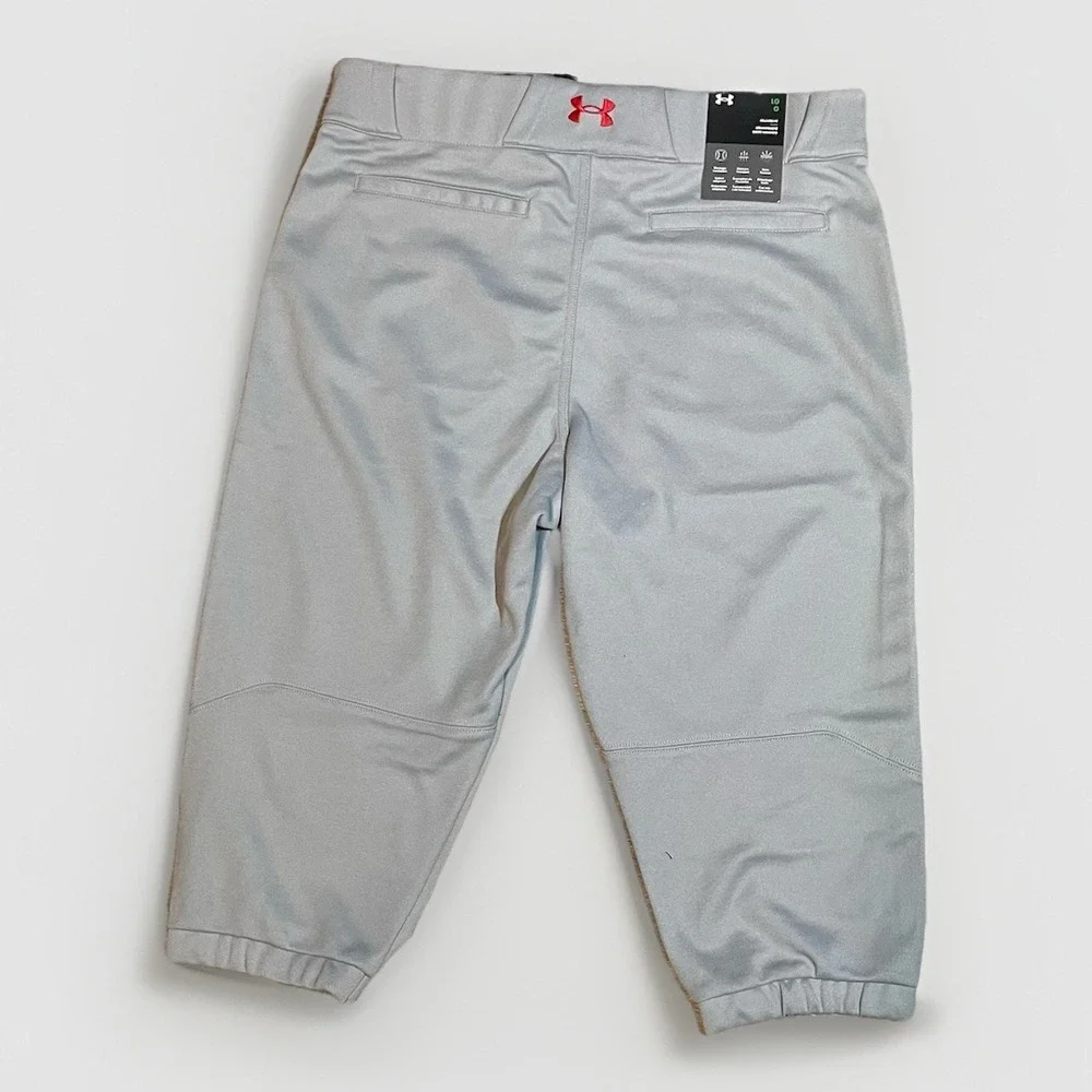 NWT Under Armour Baseball Pants Men's L Gray GameDay Vanish‎ Knicker Red Piping